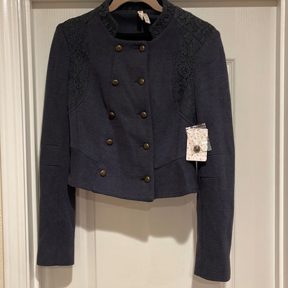 New We The Free People Victorian Lace Jacket Military Western Size 2 - Picture 3 of 12